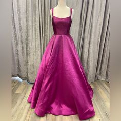 Sherri Hill Ballgown. Magenta Mikado Fabric With Hot Stones. Gorgeous Sparkle :) Nwt. Never Worn Or Altered. Silk A-line Evening Gown, Silk A-line Gown For Evening, Silk Ball Gown With Fitted Bodice, Silk Ball Gown With Lined Bodice, Silk Floor-length Ball Gown For Formal Occasions, Formal Floor-length Silk Ball Gown, Formal Silk Floor-length Ball Gown, Silk Ball Gown With Sweep Train, Floor-length Silk Ball Gown For Prom