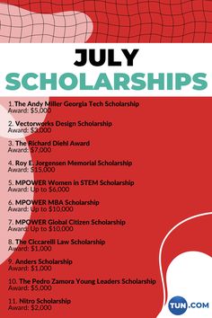 a poster with the words july scholarshipss on it