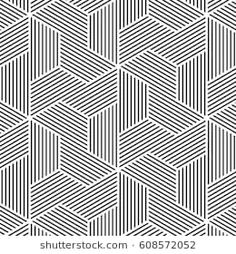 an abstract black and white pattern with diagonal lines in the form of hexagonals