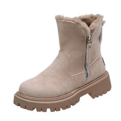 Size: Size36, Color: Khaki Cute Snow Boots, Warm Boots Women, Rain Boots Women, Botas Chelsea, Warm Snow Boots, Boots For Short Women, Women's Slip On Shoes, Womens Rain Boots, Trendy Winter