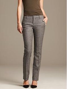 Slim-Fit Textured Gray Straight Leg Gray Pants Outfits Women, Gray Slacks, Tan Dress, Leg Work, Soft Classic, Straight Trousers, Style Pants, Work Looks, Grey Pants