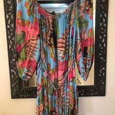 Beautiful Nwt Rachel Roy Spring/Summer Dress May Be Worn On Or Off The Shoulder! Cute As A Swimsuit Cover Up As Well. Self Tie Belt. Beautiful Vivid Colors! Tropical Dress With Vibrant Print For Day Out, Tropical Sundress For Spring Beach Cover-up, Casual Tropical Print Dress For Beach, Pink Floral Print Beachwear Midi Dress, Spring Tropical Mini Dress For Day Out, Tropical Print Dress For Brunch, Multicolor Floral Print Beach Dress For Brunch, Multicolor Beachwear Midi Dress For Brunch, Tropical Multicolor Midi Dress For Day Out