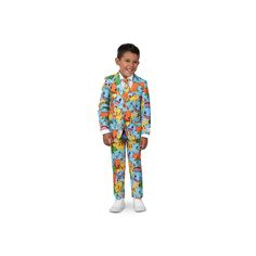 Evolve into the ultimate Pokémon master with this all-over printed OppoSuit featuring the iconic Pikachu, Bulbasaur, Squirtle and Charmander. 3-piece set includes: suit jacket, pants & tie Jacket: button front, long sleeves, 2 front pockets, 1 interior pocket Pants: adjustable waistband, zip and hook fly, 2 pockets Tie: clip onFABRIC & CARE Polyester Machine wash Imported Size: 16. Color: Multicolor. Gender: male. Age Group: kids. Pattern: Pattern. Nintendo Pokemon, Original Pokemon, Pokémon Master, Pokemon Trainer, Pocket Pants, Woven Fabric, Fabric Care, Pikachu, Suit Jacket