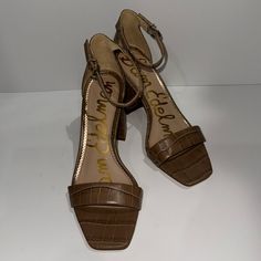 Nwot Tts Never Worn - Only Tried On Heel Height: 3.5 Inches Very Comfortable Block Heel Make Offer Selling Most Of My Shoes Because I’m Moving Into Smaller Apt And Don’t Have Much Space Thank You! Brown Sandals With Heel And Ankle Strap, Beige Sandals With Reinforced Heel And Medium Width, Brown Synthetic Heels With Heel Loop, Brown Sandals With Padded Block Heel, Brown Sandals With Reinforced Heel For Spring, Brown Sandals With Heel Strap And Block Heel, Brown Sandals With Reinforced Heel, Brown Sandals With Reinforced Heel And Medium Width, Brown High Heel Sandals With Reinforced Heel