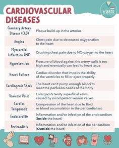 an info sheet with the words cardiovascular diseases and other medical related items