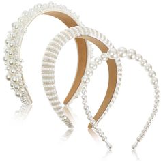 PRICES MAY VARY. Package Content: you will get 3 different styles of faux pearl headband, enough to meet your daily use needs and replacement requirements, you can match different color hair bands with your clothes to make you look more fashionable and charming, and you can also share them with others Reliable and Useful: the white pearl hairbands are made of artificial pearls, each one carefully chosen and made into a headband, which helps hold your hair in place and is a useful hair accessory Wedding Headwear, Headband White, Dramatic Style, Headpiece Jewelry, Hair Hoop, White Headband, Rhinestone Headband, Pearl Headband, Hair Hoops