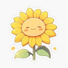 a yellow sunflower with its eyes closed sticker