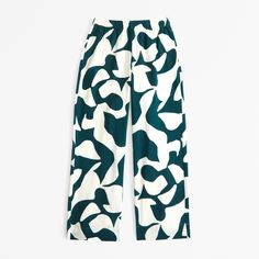 Mid rise, wide leg pants in a breezy, linen-blend fabric, featuring a pull-on style elasticated waistband for comfort and adjustability. Green Pattern, Suits Coats, Linen Women, Pull On Pants, Swimwear Accessories, I Missed, Jacket Tops, Bottoms Pants, Abercrombie Fitch