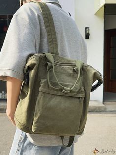 Bird in Bag - Vintage Inspired Tote Bag for Students A Simple yet Practical School Companion Khaki Backpack For Daily Use, Khaki Large Capacity Standard Backpack, Khaki Large Capacity Backpack, Green Canvas Backpack With Removable Pouch, Everyday Green Canvas Backpack, Green Backpack Shoulder Bag With Top Carry Handle, Green Shoulder Bag Backpack With Top Carry Handle, Green Large Capacity Tote Backpack, Large Capacity Green Tote Backpack