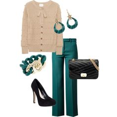 "teal office wear" by myfabcloset on Polyvore Teal Trousers Outfit, Teal Pants Outfit Work, Teal Office, Revamp Wardrobe, Business Casual Pants Women, Formal Smart Casual