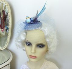 Fascinator Veil, Veil Fascinator, Blue Veil, Blue Fascinator, Silk Dupioni, Birdcage Veil, Wedding Fascinators