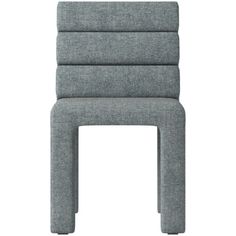 the back side of a grey chair with four legs and one arm folded over it