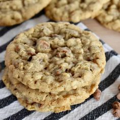 a close up of a cookie on a towel