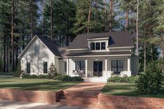 this is an artist's rendering of the farmhouse style house plans for small homes