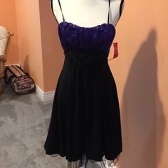 This Is Great For A Younger Person, Never Worn. Black And Purple Black And Purple Dress Short, Black And Purple Ombre Dress, Goth Prom Dress Purple, Black And Purple Vintage Dress, Purple Gothic Dresses With Ruffles, Black And Purple, Purple Black, Purple And Black, Colorful Dresses