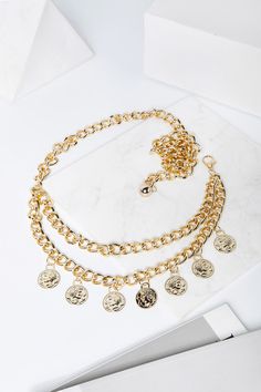 Golden plated Featuring a loop design, coin detailing Lobster clasp closure This product has been hand-picked by Storets' stylists. Gold Jewelry With Metal Decoration, Loop Design, Chain Belts, Chain Belt, Lobster Clasp, Women's Accessories, Gold Bracelet, Coin, Plating