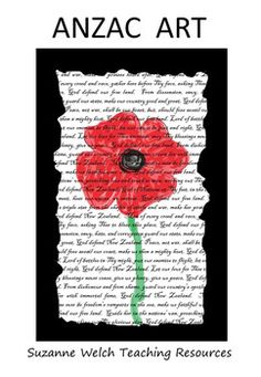 anzac art book cover with a red flower in the center and words on it