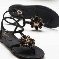 Brand New In Box Stunning Chanel Black Tweed And Gold Metal Hardware Flat Sandals. Size 41, Us Sz 11. Designer Black Embellished Sandals, Luxury Black Sandals, Chanel Slides, Chanel Store, Chanel Sandals, Chanel Official Website, Metal Fashion, Black Tweed, Metallic Sandals