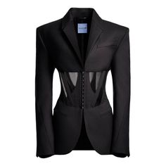 Wool blazer Mugler x H&M Black size 18-20 UK in Wool - 35637663 | Vestiaire Collective (Global) House Harkonnen, Corset Blazer, Black Skirt Suit, Peplum Blazer, Extra Long Sleeves, Prom Ideas, Tailored Design, Corset Style, Jacket Blazer