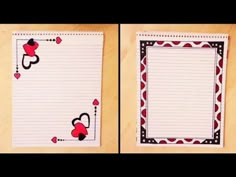 two notebooks with hearts on them sitting next to each other