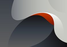 an orange and black abstract background with white, red and grey shapes in the center