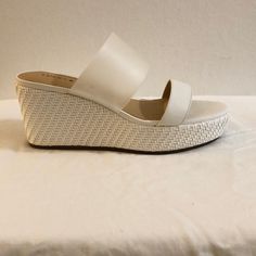 Lucky Brand Bright White Leather 3” Wedge Sandals * These Are Bright White. Lighting Does Not Capture This. Beige Slip-on Wedge Sandals, Modern Wedge Sandals For Spring, Modern Wedge Sandals For Spring Vacation, Chic Synthetic Medium Width Wedge Sandals, Cream Platform Wedge Sandals Slip-on, Cream Leather Wedge Sandals For Beach, Summer Synthetic Slip-on Wedge Sandals, Casual Cream High Heel Wedge Sandals, Chic Medium Width Wedge Sandals For Vacation