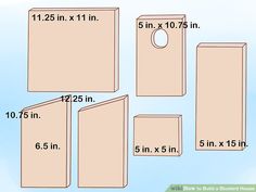 four different sizes of cardboard boxes with measurements for each box and the size to fit them