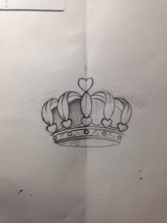 a drawing of a crown with hearts on it