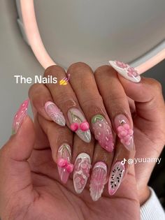 Nail Set Almond, Fruit Nails Acrylic, Fruit Nails, Colorful Nail, Summery Nails, Classy Acrylic Nails, Acrylic Nails Coffin Pink, Soft Nails, Square Acrylic Nails