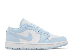 Wmns Air Jordan 1 Low 'Ice Blue' - Air Jordan - DC0774 141 - white/ice blue | Flight Club Air Jordan 1 Low Aluminium, Jordan 1 Low Aluminium, Nike Azul, Air Jordan Blue, Jordan 1 Blue, Wmns Air Jordan 1, Blue Jordans, Preppy Shoes, All Nike Shoes