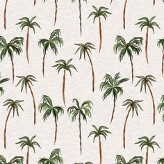 palm trees on a white background with watercolng effect in shades of green and brown