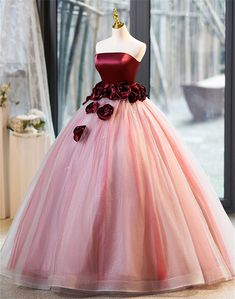 Romantic Bordeaux and Blush Floral Ball Gown Floral Ball Gown, Classic Romance, Fashion Drawing Dresses, Floral Theme, Formal Dresses For Women, Glam Dresses, Beautiful Gowns, The Floor, Fashion Drawing