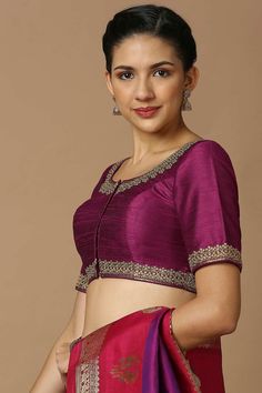 Product Features: Blouse Color: Magenta Blouse Fabric: Silk Work: Embroidered Sleeve Length: Elbow length sleeves In Closer: Front Open Padded / Non Padded : Padded Wash Care : Dry Clean Occasion : Festivewear, Partywear, Wedding Guest Product Type : Blouse Disclaimer: There will be slight difference in digital to actual image Festive Short-sleeve Blouse Piece, Formal Blouse Piece With Floral Embroidery, Fitted Embroidered Short Sleeve Blouse, Fitted Short Sleeve Embroidered Blouse, Elegant Purple Blouse With Resham Embroidery, Elegant Short Sleeve Top With Resham Embroidery, Formal Floral Embroidered Tops For Festive Occasions, Formal Festive Top With Floral Embroidery, Formal Festive Tops With Floral Embroidery