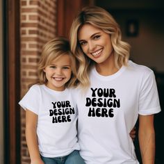 Mom And Me Shirts, Matching Tshirts, Mock Up, Mom Daughter, Photo Editing Software, Tshirt Mockup, Mother Daughter, Shirt Mockup, White Tshirt