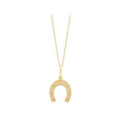 Crafted from brilliant 14k gold, this horseshoe necklace is a fortunate find. Crafted from brilliant 14k gold, this horseshoe necklace is a fortunate find. Chain length: 18 in. + 2-in. extender Chain type: cable Metal: 14k gold Finish: diamond-cut, polished, textured Packaging: boxed Please note, due to the high value of this item, a signature may be required upon delivery. Size: 18". Gender: female. Age Group: adult. Classic Horseshoe Jewelry, Gold Horseshoe Necklace For Good Luck, Classic Yellow Gold Necklaces For Good Luck, Classic Horseshoe Gold Necklace, 14k Yellow Gold Horseshoe Jewelry, Yellow Gold Horseshoe Necklace Gift, 14-karat Yellow Gold Horseshoe Jewelry, Gold Horseshoe Necklace For Formal Occasions, Classic Yellow Gold Horseshoe Jewelry