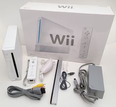 the nintendo wii is in its box and ready to be used as a game console