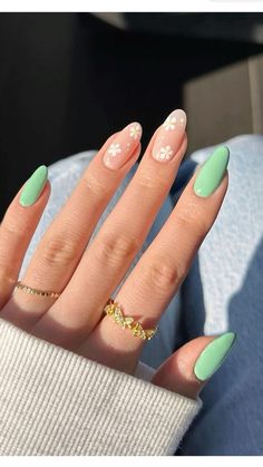 #Leminimacaron #nails #nailart #beauty #nailsofinstagram #diy #tutorial #nailtutorial #selfcare #gelpolish #gelnails #mani #manicure #veganbeauty #9free #crueltyfree #cleanbeauty #inspo #consciousbeauty #nailinspo #trendynails #beauty #fall2024 #fallnails #aesthetic #fallinspo #ootd #manimonday Green Aesthetic Nails Almond, Fun Summer Acrylic Nails, Summer Acrylic Nails Green, Green Nail Designs Almond, Green Flowers Nails, Nail Inspiration Summer 2024 Almond, Fun Summer Nails Almond, Nails Summer 2024 Almond, Nail Inspiration Summer 2024