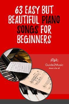 the cover of an easy piano book for beginners with music notes and sheet music