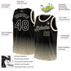 Represent your distinct look with this custom basketball jersey from our web. It boasts stitched tackle twill name & number and classic trims along with moisture-wicking technology for added comfort. Features: 1. Material: 100% Recycled Polyester 2. Stitched team or player name and numbers 3. Fit: Jerseys have an athletic cut. For a looser fit, we recommend ordering one size larger than you normally wear 4. Moisture-wicking fabric has spongy handle, good draping property and elasticity as well a Gold Basketball Jersey, Gold Basketball, Uniform Clothes, Custom Basketball Jersey, Fashion City, Logo Wear, Blue Football, Custom Basketball, Sleeveless Crop Top