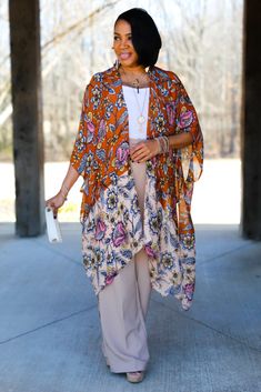 Beautiful duo tone garden floral print airy kimono with side slits *APPROX. L 19.50" W 49.50" OneSize fits most Duo Tone, Print Kimonos, Floral Kimono, Flower Prints, Floral Print, Floral Prints, Floral