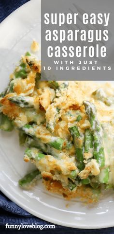 a white plate topped with asparagus casserole