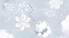 snowflakes and teddy bears on a blue background