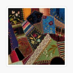 an assortment of colorful patchwork fabrics sticker