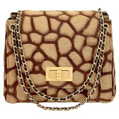 Chanel Vintage 2000 Pony Hair Small-Mini Beige Giraffe Flap Bag GHW 68209 For Sale at 1stDibs Hermes Kelly 25, Vintage Chanel Bag, Brushed Gold Hardware, Chanel Brand, Bad Habit, Chanel Vintage, Pony Hair, Chanel Black, Fashion Aesthetic