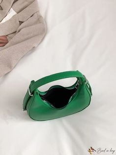 BirdinBag - Compact Modern Hobo Bag Green Top Handle Bag For Errands, Green Tote Baguette Bag For Travel, Green Baguette Tote Bag For Travel, Green Baguette Bag With Removable Pouch For Everyday, Green Bag With Zipper For Daily Use, Green Bag With Zipper Closure For Daily Use, Green Shoulder Bag With Adjustable Handle For Everyday Use, Everyday Green Shoulder Bag With Adjustable Handle, Baguette Bag With Adjustable Strap For Errands