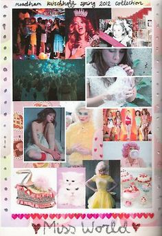 a collage of photos with words and pictures on it, including women's clothing