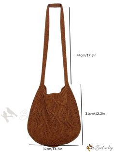 Bird in Bag - Fashion Crochet Bag for Women Casual Brown Knitted Bags, Brown Crochet Shopping Bag With Adjustable Strap, Brown Crochet Bag With Adjustable Strap For Shopping, Brown Knitted Bag For Everyday Use, Brown Knitted Shoulder Bag For Daily Use, Brown Casual Crochet Bag, Chic Knitted Shoulder Bag, Knitted Brown Shoulder Bag For Vacation, Trendy Brown Crochet Bag With Adjustable Strap