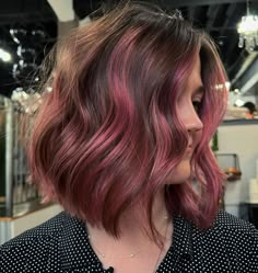 Pink balayage isn’t just balayage; it’s an attitude! If you think life is pretty in pink, you’ll love these 26 ideas for pink balayage, including rose gold and pastels. Click the article link for more photos and inspiration like this // Photo Credit: Instagram @laurenai // #balayage #balayagehair #champagnerosegoldbalayage #darkhairrosegoldbalayage #lightpinkbalayage #pinkbalayage #pinkbalayagehair #rosegoldbalayage Pastel Pink Balayage Short Hair, Pink Peekaboo Balayage, Balayage Pink Hair Brunettes, Colored Highlights On Brown Hair, Brown To Pink Balayage Short Hair, Brown Roots Pink Hair, Short Brown Hair With Pink Highlights, Bob With Pink Highlights, Medium Length Pink Hair