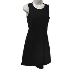 New With Tags Flattering Black A-line Dress, Black Stretch Sleeveless Dress For Work, Flattering Fit And Flare Black Mini Dress, Flattering Black Fit And Flare Mini Dress, Casual Black Lined Sleeveless Dress, Casual Black Sleeveless Lined Dress, Black Sleeveless Mini Dress With Lining, Black Sleeveless Mini Dress Lined, Flattering Black Sleeveless Dress For Date Night