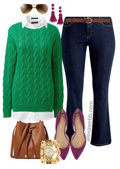 Plus Size Bright Sweater Outfit Ideas - Plus Size Green Sweater Outfit - Plus Size Fall and Winter Outfits - Plus Size Fashion for Women - alexawebb.com #alexawebb #plussize Bright Sweater Outfit, Orange Sweater Outfit, Modest Plus Size Fashion, Plus Size Herbst, Green Sweater Outfit, Sweater Outfit Ideas, Fall And Winter Outfits, Alexa Webb, Bright Sweater